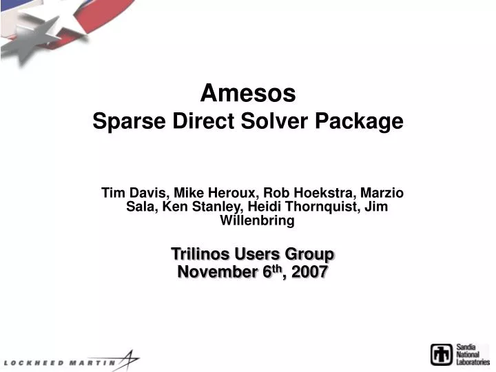 amesos sparse direct solver package