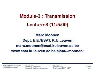Module-3 : Transmission Lecture-8 (11/5/00)