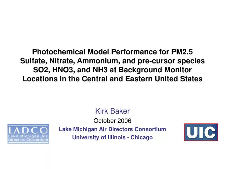 kirk baker october 2006 lake michigan air directors consortium university of illinois chicago