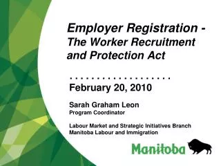 Employer Registration - The Worker Recruitment and Protection Act