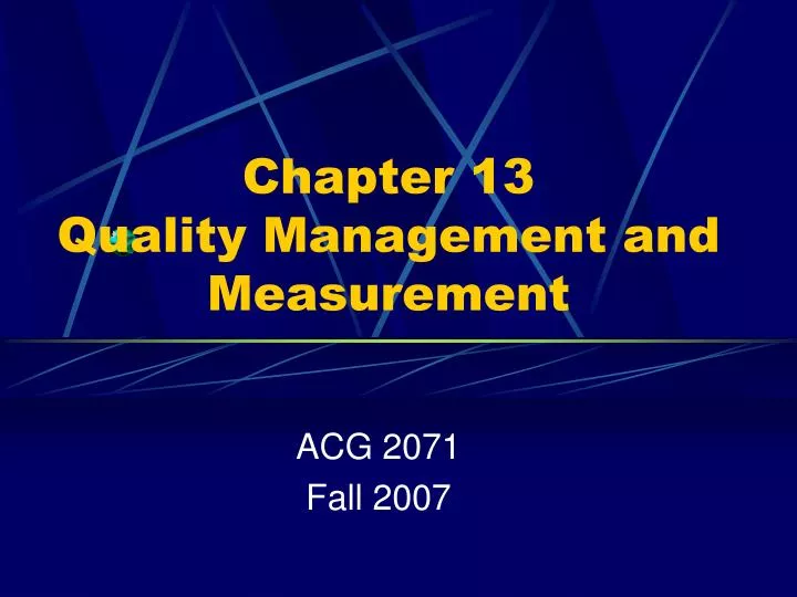 chapter 13 quality management and measurement