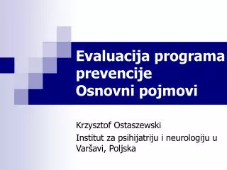 evaluacija programa prevencije osnovni pojmovi