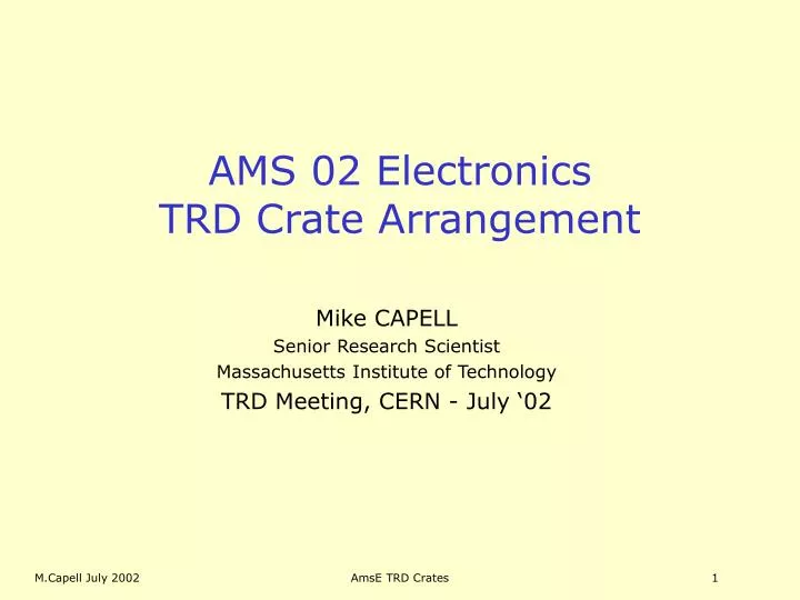 ams 02 electronics trd crate arrangement