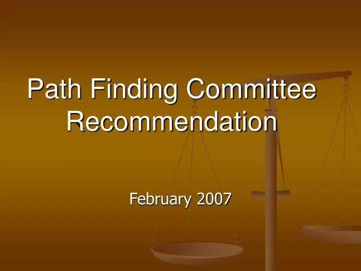 path finding committee recommendation