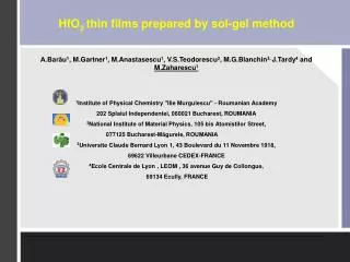 HfO 2 thin films prepared by sol-gel method