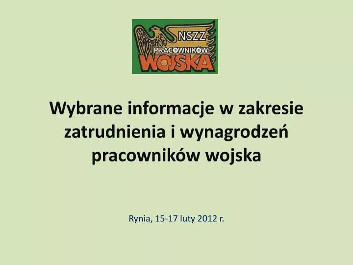 wybrane informacje w zakresie zatrudnienia i wynagrodze pracownik w wojska