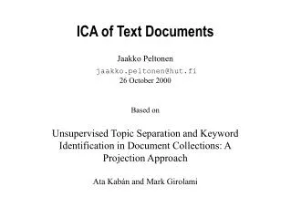 ICA of Text Documents