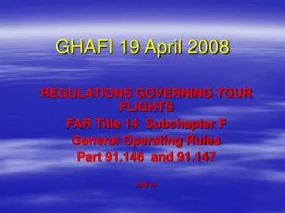 GHAFI 19 April 2008