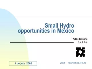 Small Hydro opportunities in Mexico