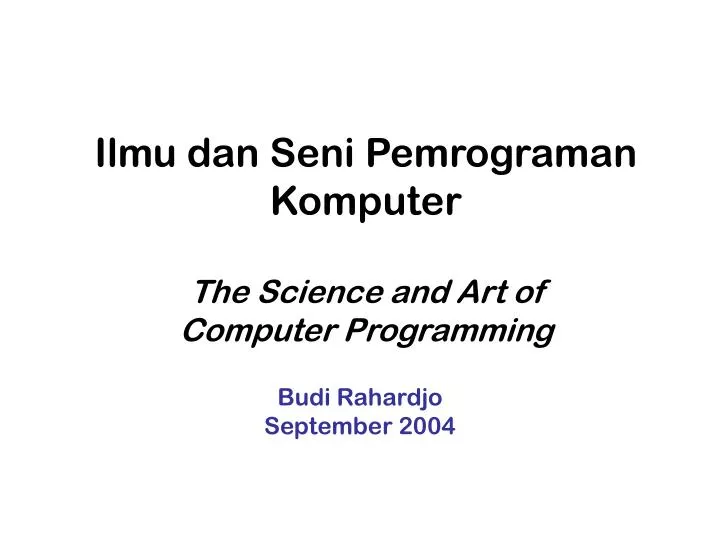 ilmu dan seni pemrograman komputer the science and art of computer programming