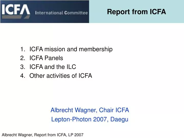 report from icfa