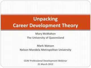 Unpacking Career Development Theory