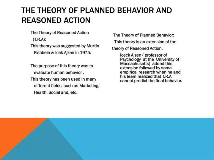 the theory of planned behavior and reasoned action
