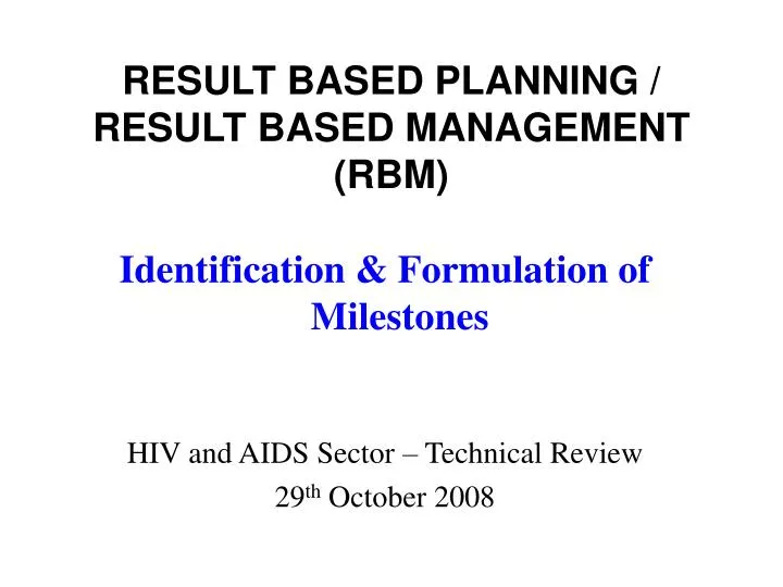 result based planning result based management rbm