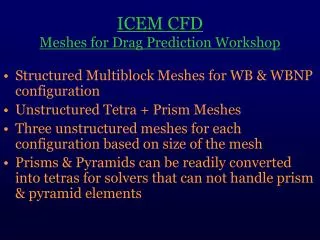 ICEM CFD Meshes for Drag Prediction Workshop