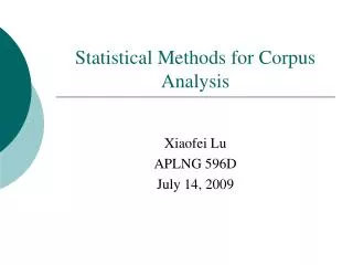 Statistical Methods for Corpus Analysis