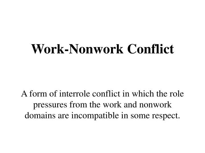 work nonwork conflict