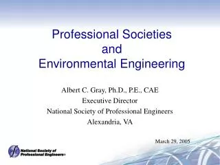 Professional Societies and Environmental Engineering