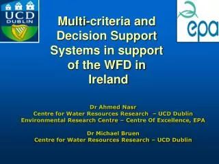 Multi-criteria and Decision Support Systems in support of the WFD in Ireland