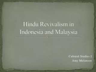 hindu revivalism in indonesia and malaysia