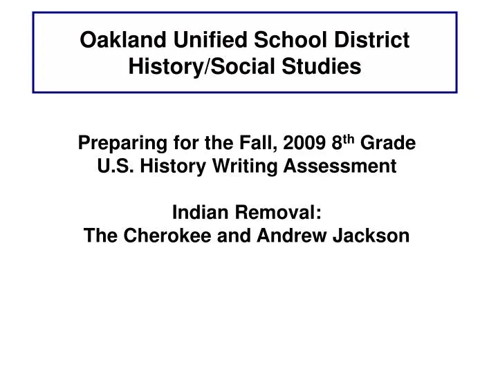 oakland unified school district history social studies
