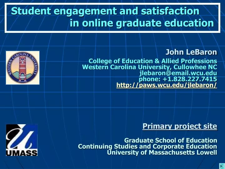 student engagement and satisfaction in online graduate education