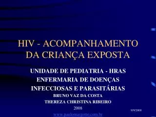 hiv acompanhamento da crian a exposta