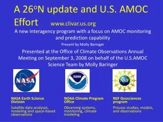 A 26 o N update and U.S. AMOC Effort clivar