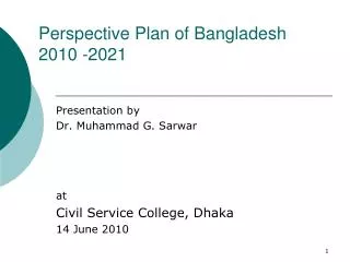 Perspective Plan of Bangladesh 2010 -2021