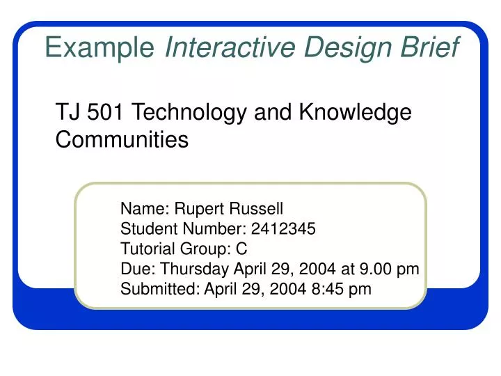 example interactive design brief