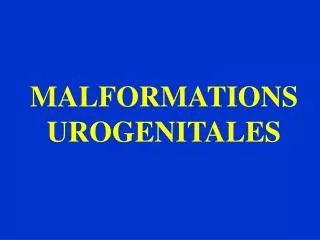 malformations urogenitales