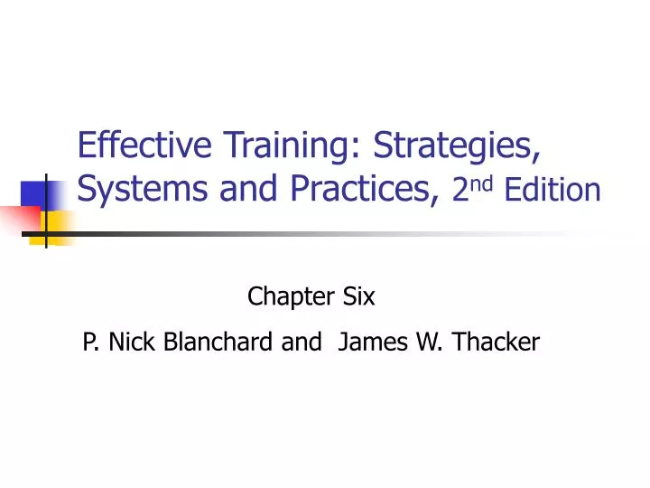 effective training strategies systems and practices 2 nd edition