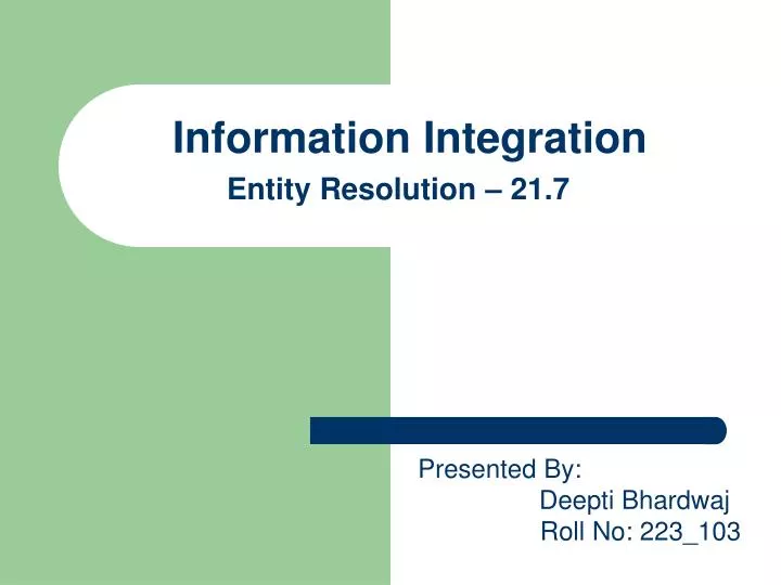 information integration entity resolution 21 7
