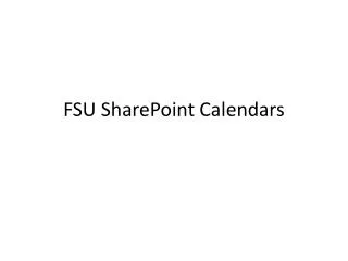 FSU SharePoint Calendars