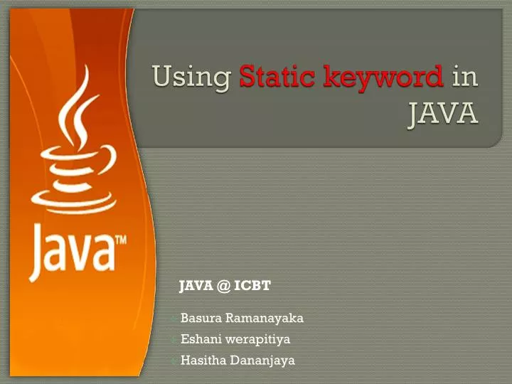 using static keyword in java