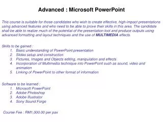 Advanced : Microsoft PowerPoint