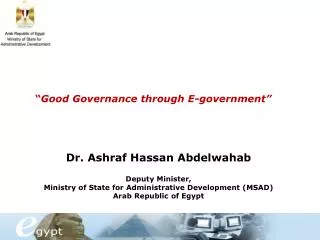 Dr. Ashraf Hassan Abdelwahab Deputy Minister,