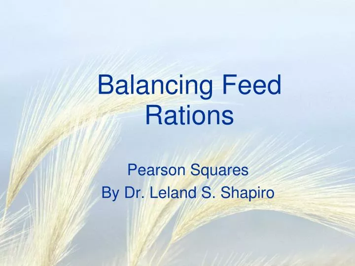 balancing feed rations