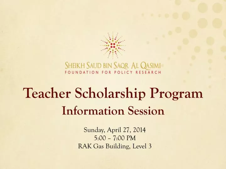 teacher scholarship program information session