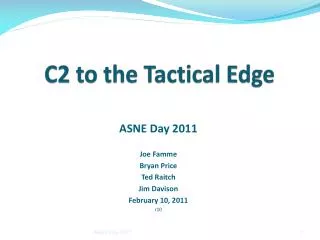 C2 to the Tactical Edge