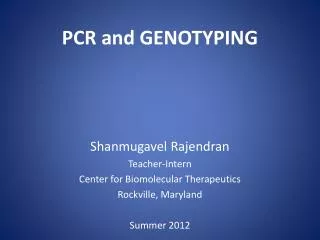 PCR and GENOTYPING