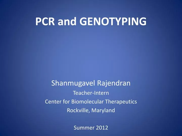 pcr and genotyping
