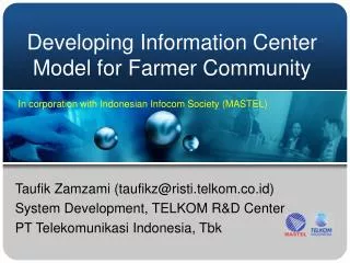 Developing Information Center Model for Farmer Community