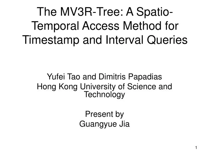 the mv3r tree a spatio temporal access method for timestamp and interval queries