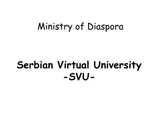 Serbian Virtual University -SVU-