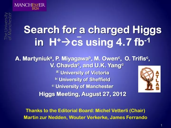 search for a charged higgs in h cs using 4 7 fb 1