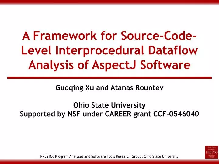 a framework for source code level interprocedural dataflow analysis of aspectj software