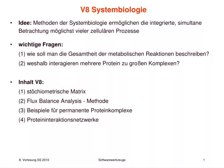 v8 systembiologie