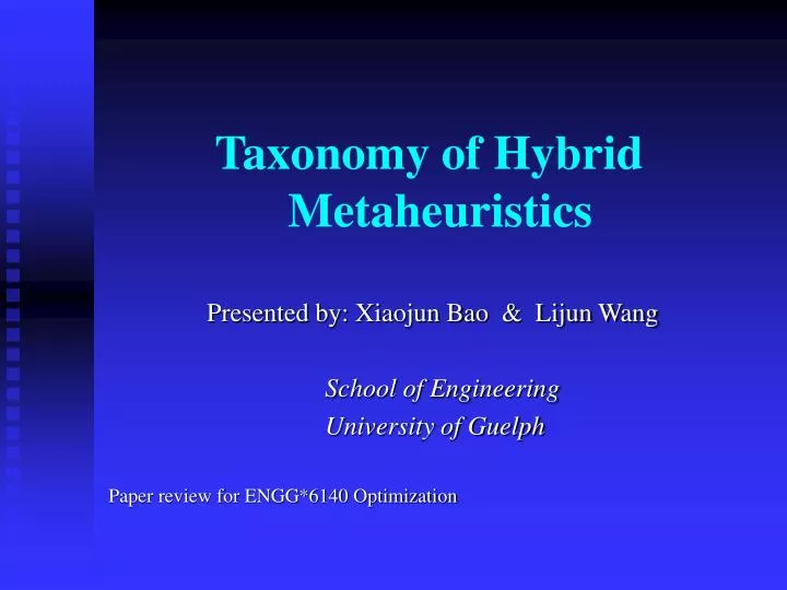 taxonomy of hybrid metaheuristics