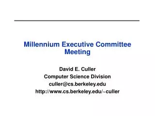 Millennium Executive Committee Meeting